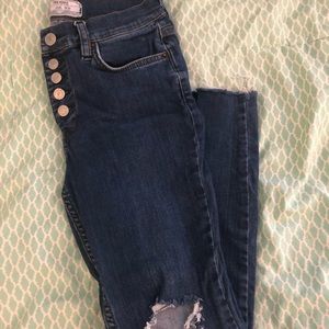 Free People High Waisted Ripped Jeans